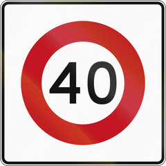 New Zealand road sign RG-1 - 40 kmh limit