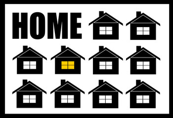 home and neighborhood design with one house with lights on