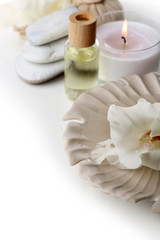 Beautiful composition of spa treatment, isolated on white