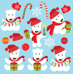 Christmas white bear vector illustration