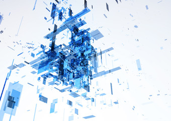 Abstract modern blue wall of office building