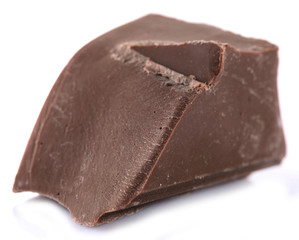 Milk chocolate piece isolated on white