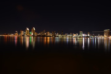 San Diego night skyline on a November evening.