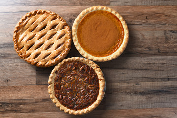 Three Thanksgiving Pies - obrazy, fototapety, plakaty