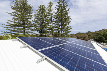 Solar panels on house roof