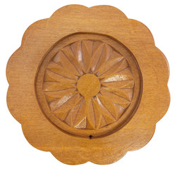 Saucer made from wood on isolated background.