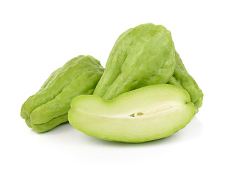 Chayote on white background