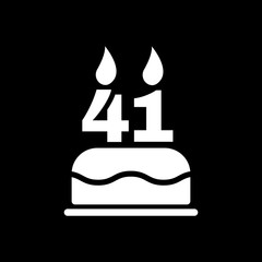 Obraz premium The birthday cake with candles in the form of number 41 icon. Birthday symbol. Flat