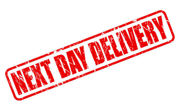 NEXT DAY DELIVERY red stamp text
