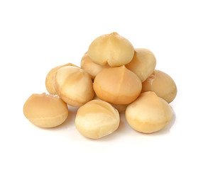 macadamia nuts on white background