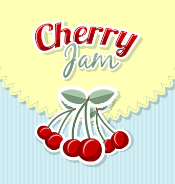 Retro cherry jam label