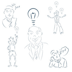 set of hand drawing cartoon character happy business person eps