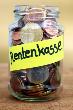 Rentenkasse, Euromünzen im Glas