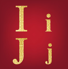 I J alphabet set  made up of gold spangles