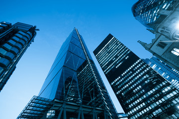 Windows of Skyscraper Business Office, Corporate building in London City, England, UK - obrazy, fototapety, plakaty