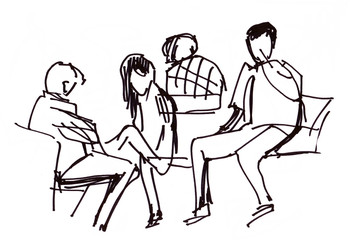 Instant sketch, people in airport
