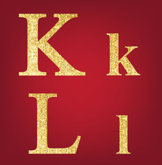 K L alphabet set  made up of gold spangles