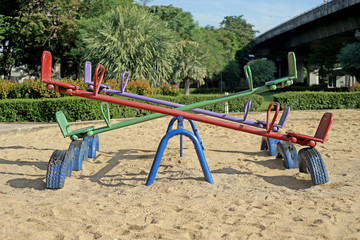 old seesaw in kids playground