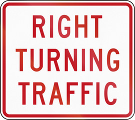 New Zealand road sign RG-6.3 - Right Turning Traffic