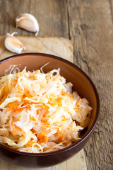 Sauerkraut in ceramic bowl