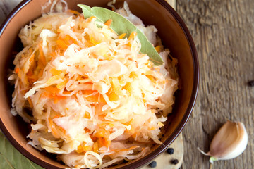 Sauerkraut in ceramic bowl