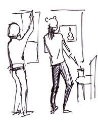 Instant sketch, two girl