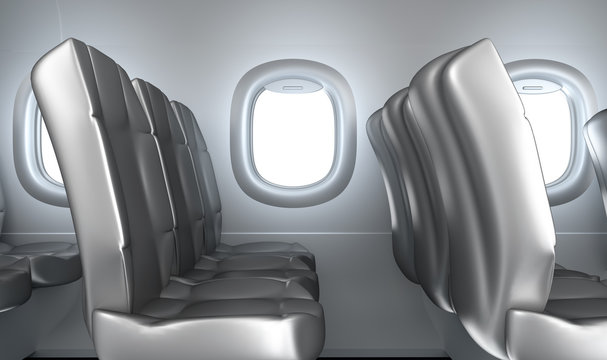 Airplane interior, seats, window