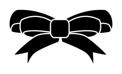 ribbon bow for christmas present symbol design silhouette. Vector illustration isolated on white background.
