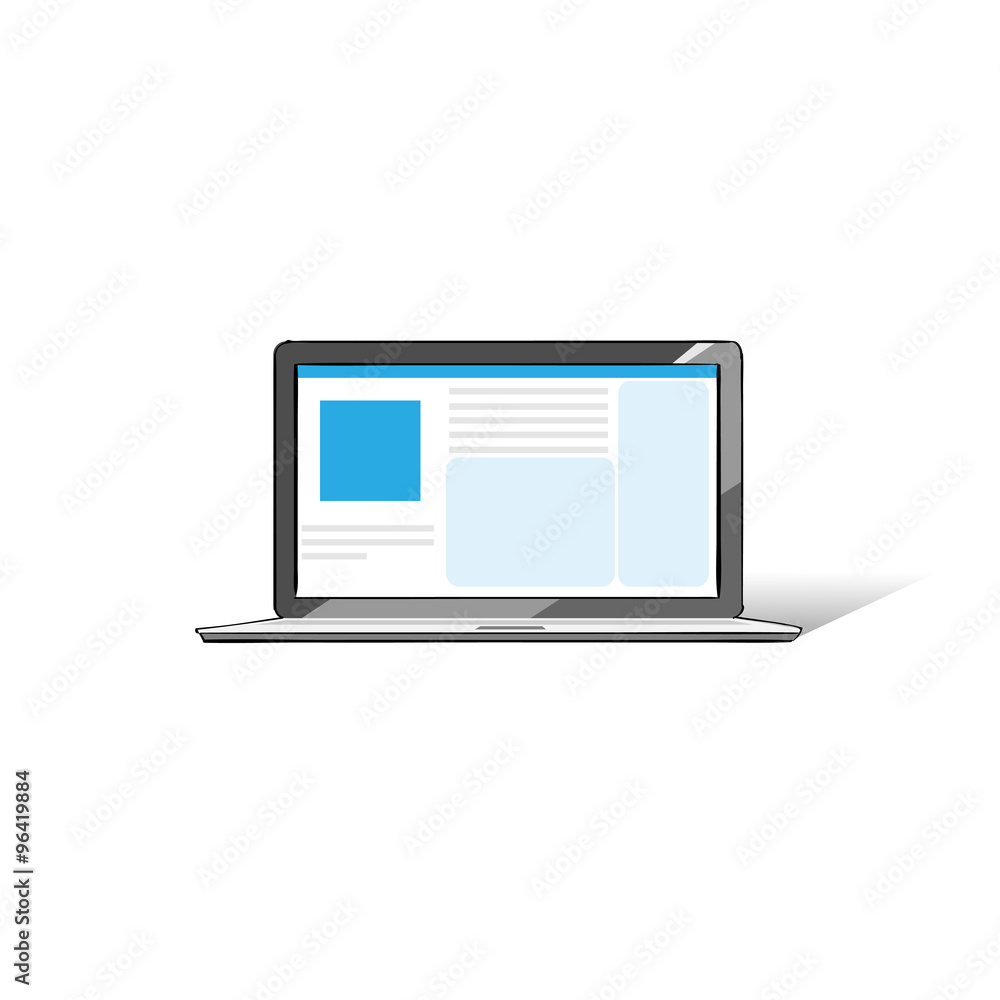 Poster laptop computer hand draw color icon vector