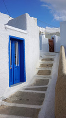 door in small greece village exo gonia on santorini