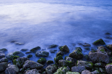 Sea stones at sunset
