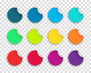 Circle Paper Sticker Note Set With Drop Shadows Transparent