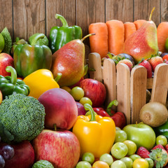 Close-up Fresh fruits and vegetables organics