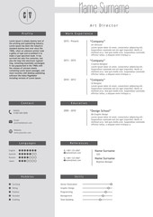 Vector creative resume template. Minimalist style. CV infographic elements