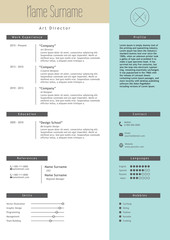 Vector creative resume template. Minimalist style. CV infographic elements