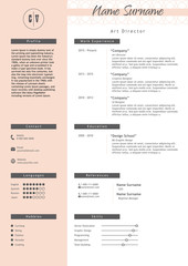 Vector creative resume template. Minimalist style. CV infographic elements