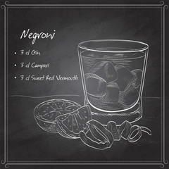 Negroni alcoholic cocktail on black board