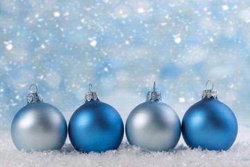 Christmas background with Christmas balls. Shallow depth of fiel