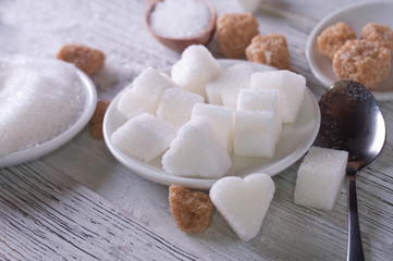 white and brown sugar