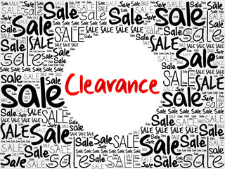 Clearance word cloud background, business concept