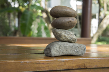 zen rock tri Spiritual stack wood floor stone concept