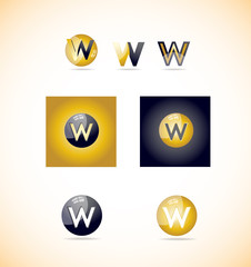 Letter w logo sphere icon set