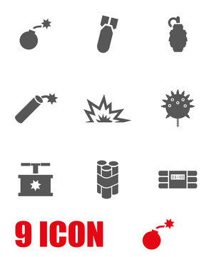 Vector grey bomb icon set. Bomb Icon Object, Bomb Icon Picture, Bomb Icon Image - stock vector