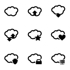 Vector black cloud icon set. Cloud Icon Object, Cloud Icon Picture, Cloud Icon Image - stock vector