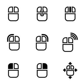 Vector black computer mouse icon set. Computer Mouse Icon Object, Computer Mouse Icon Picture, Computer Mouse Icon Image - stock vector
