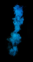 Freeze motion of blue dust explosion on black background