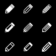 Vector white pencil icon set. Pencil Icon Object, Pencil Icon Picture, Pencil Icon Image - stock vector