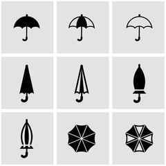 Vector black umbrella icon set. Umbrella Icon Object, Umbrella Icon Picture, Umbrella Icon Image - stock vector