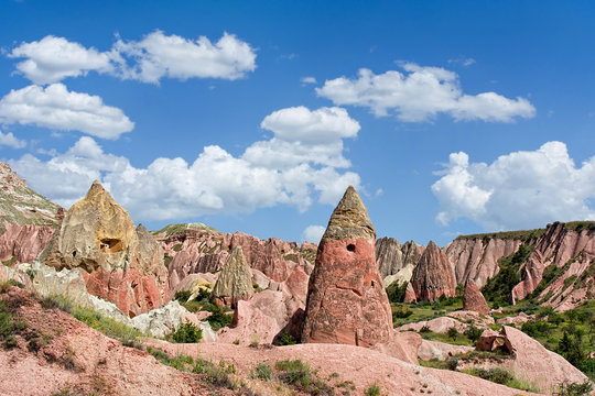 Red valley at Cappadocia, Anatolia, Turkey. 