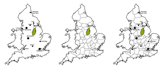 Nottinghamshire located on map of England